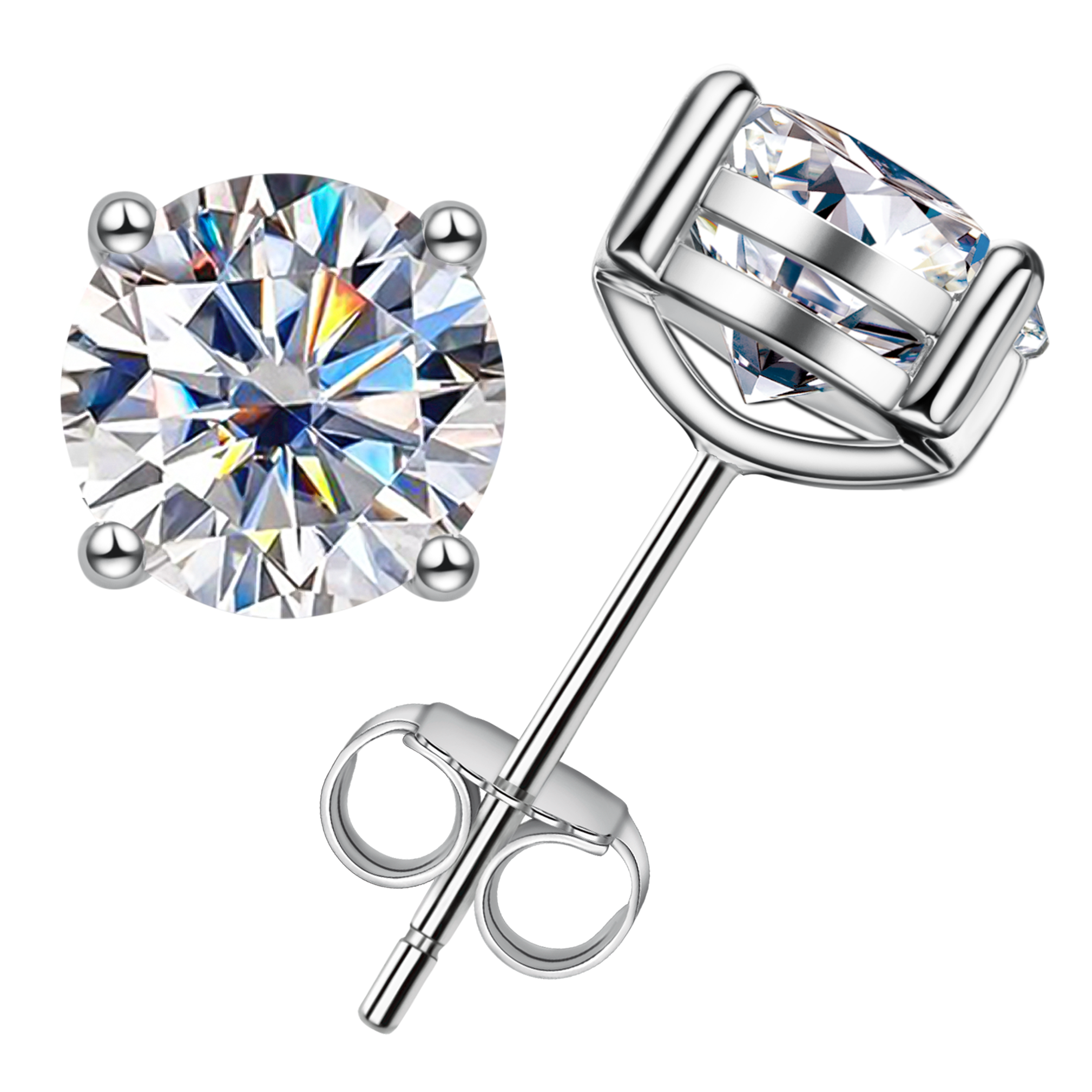 10K Round Cut Moissanite Stud Earrings