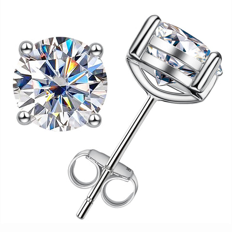 14K Round Brilliant Moissanite Diamond Stud Earrings (4 ct. tw)