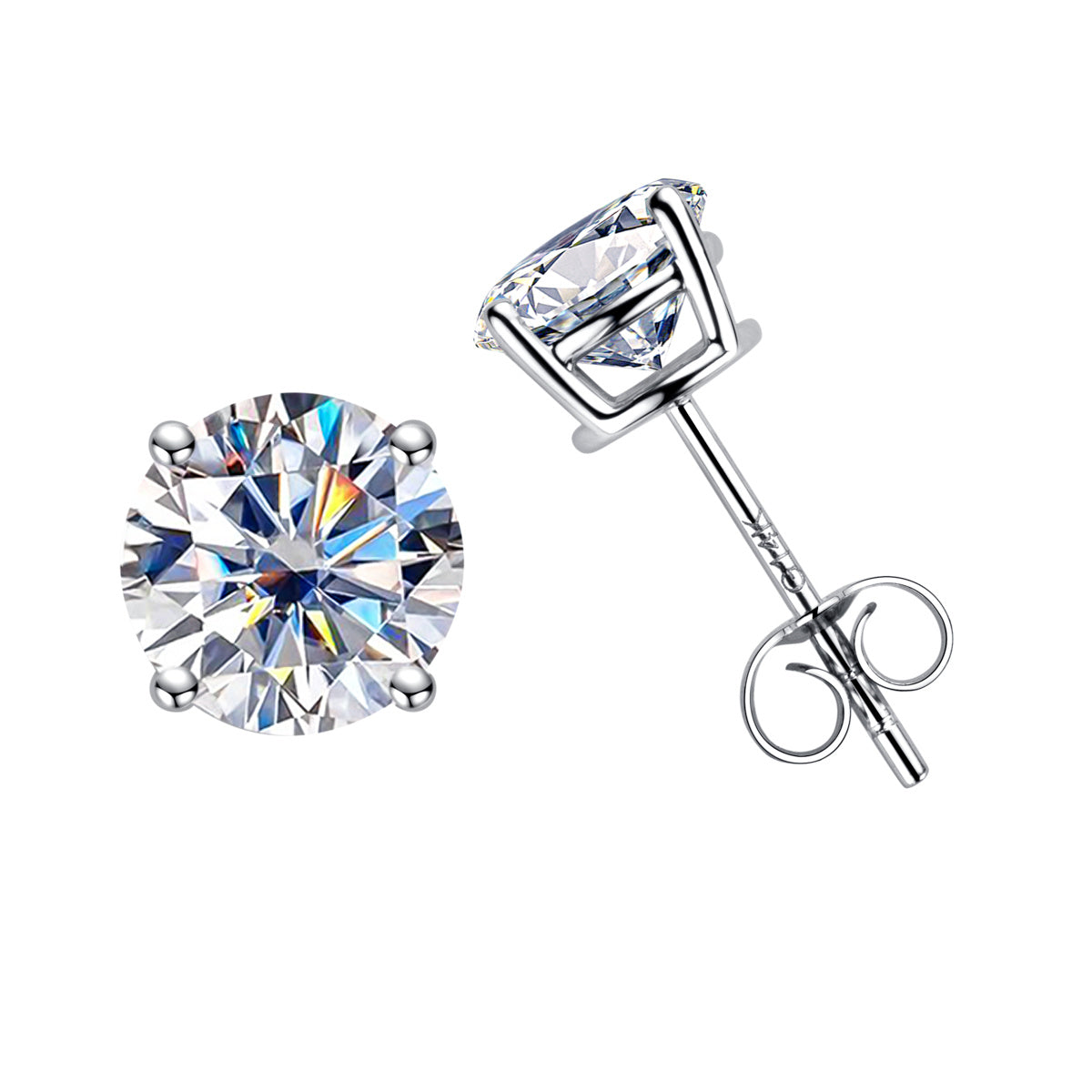 14K Gold Round Moissanite Stud Earrings