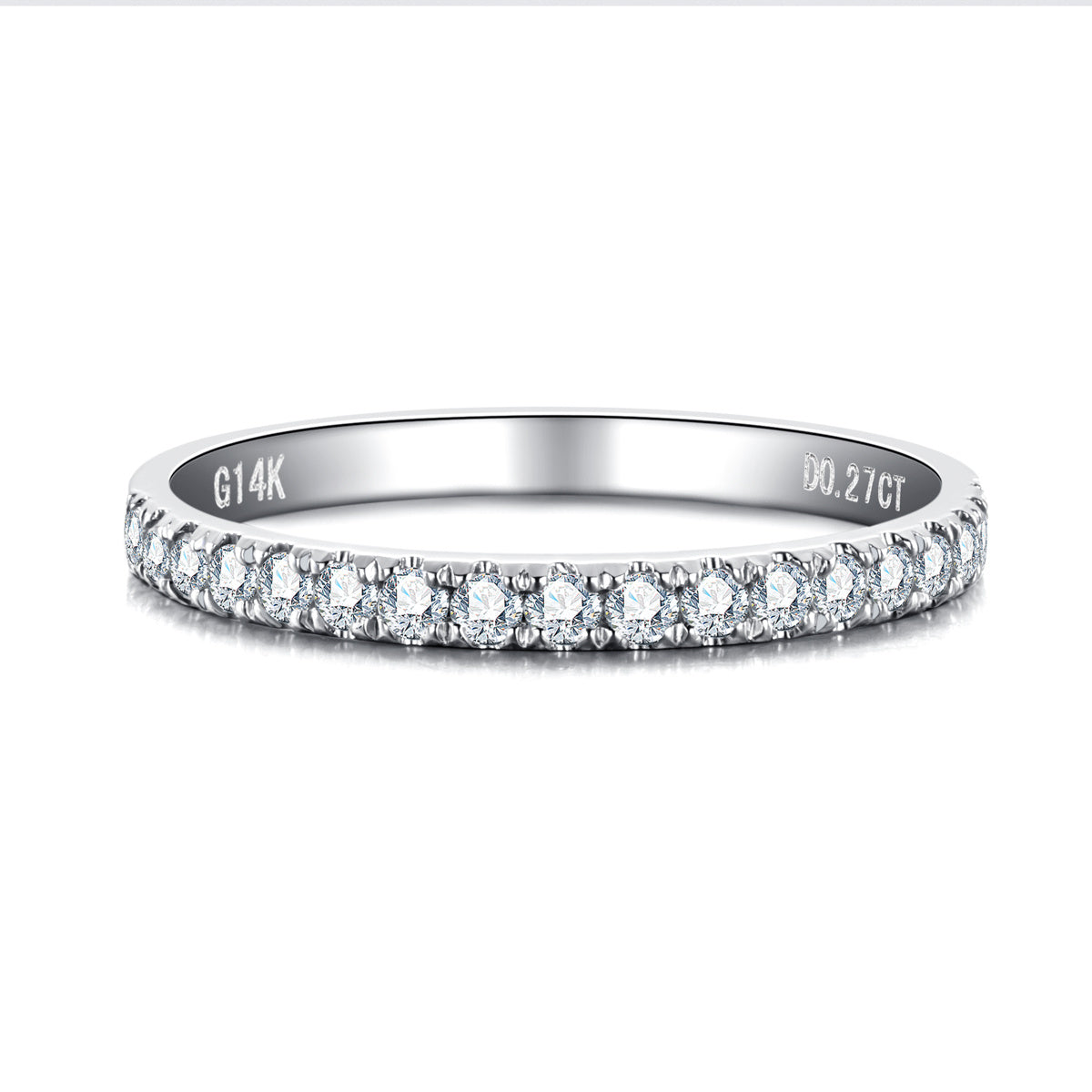 14K Gold Half Eternity Band with 1.5mm Moissanite Stones