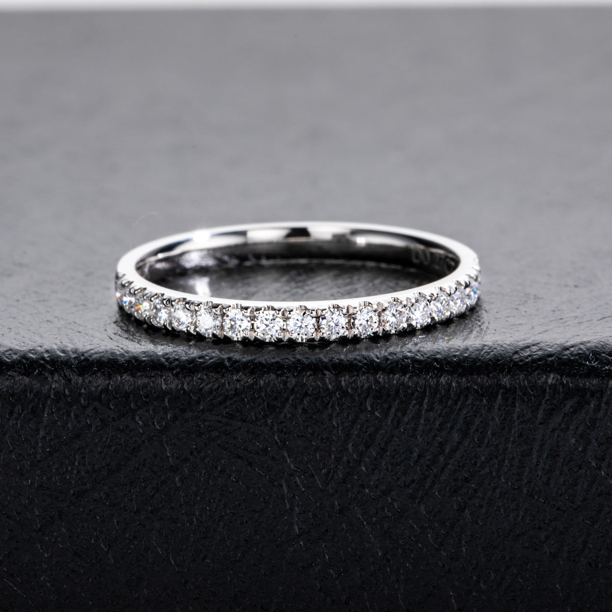 14K Gold Half Eternity Band with 1.5mm Moissanite Stones