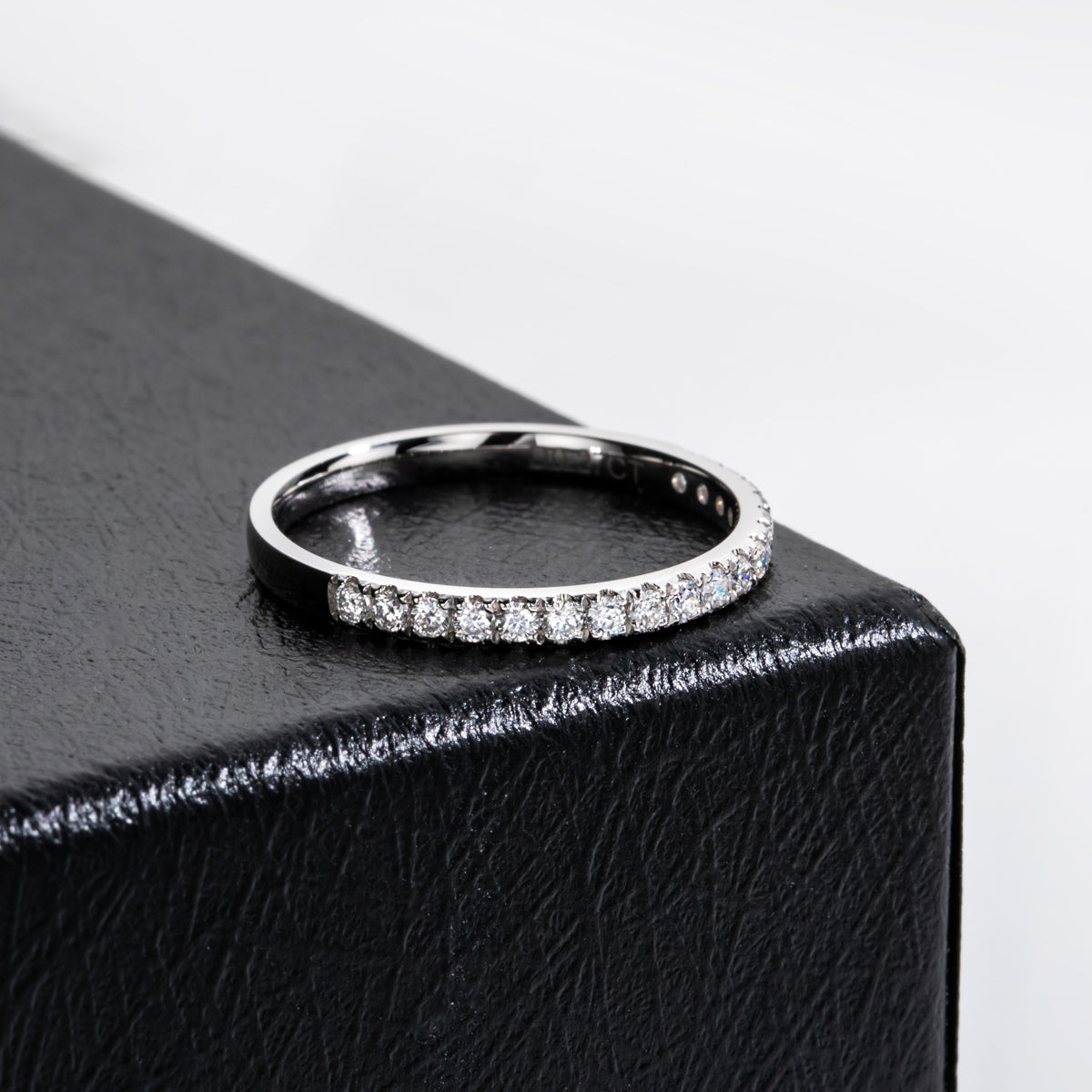 14K Gold Half Eternity Band with 1.5mm Moissanite Stones
