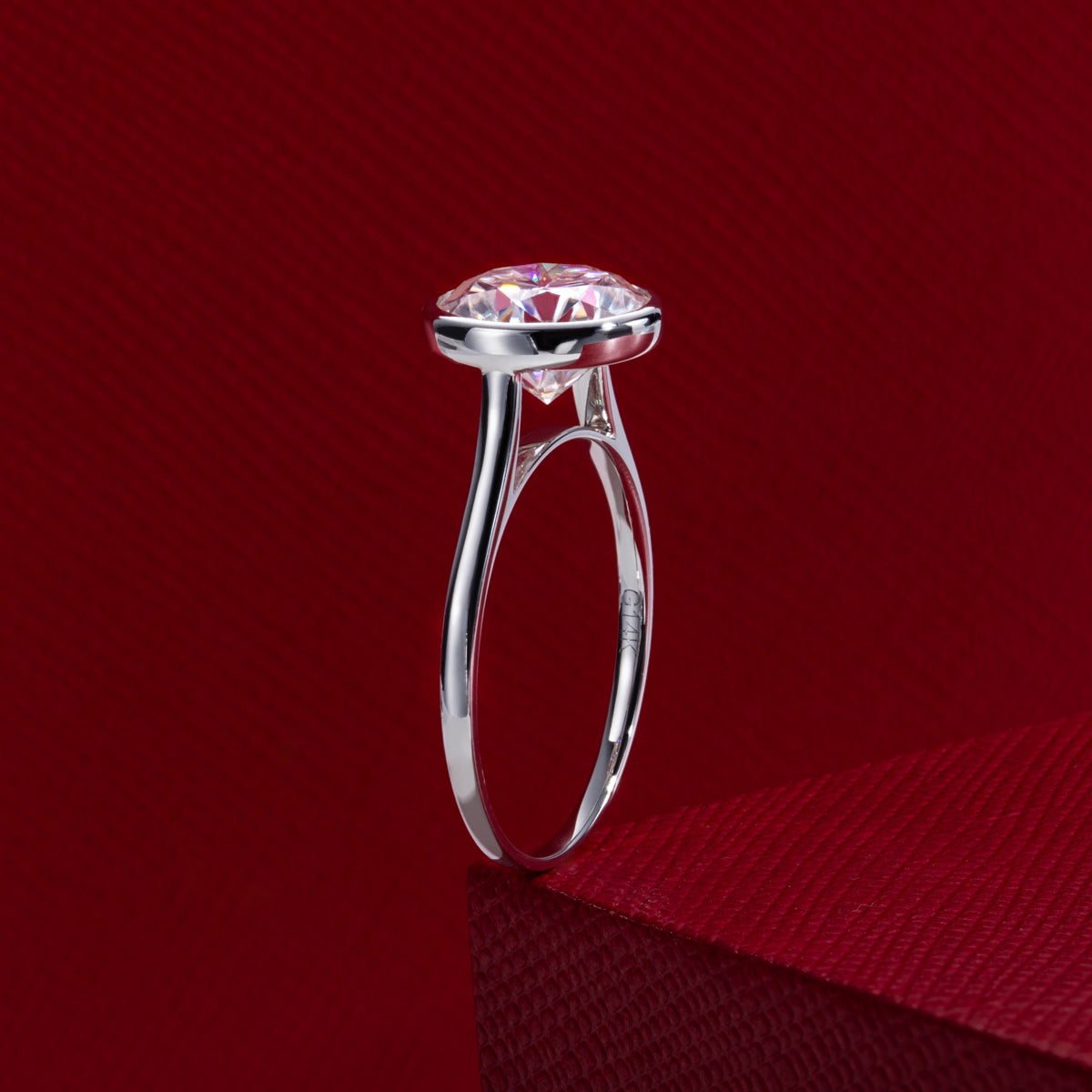 14K Gold Bezel‑Set Moissanite Ring