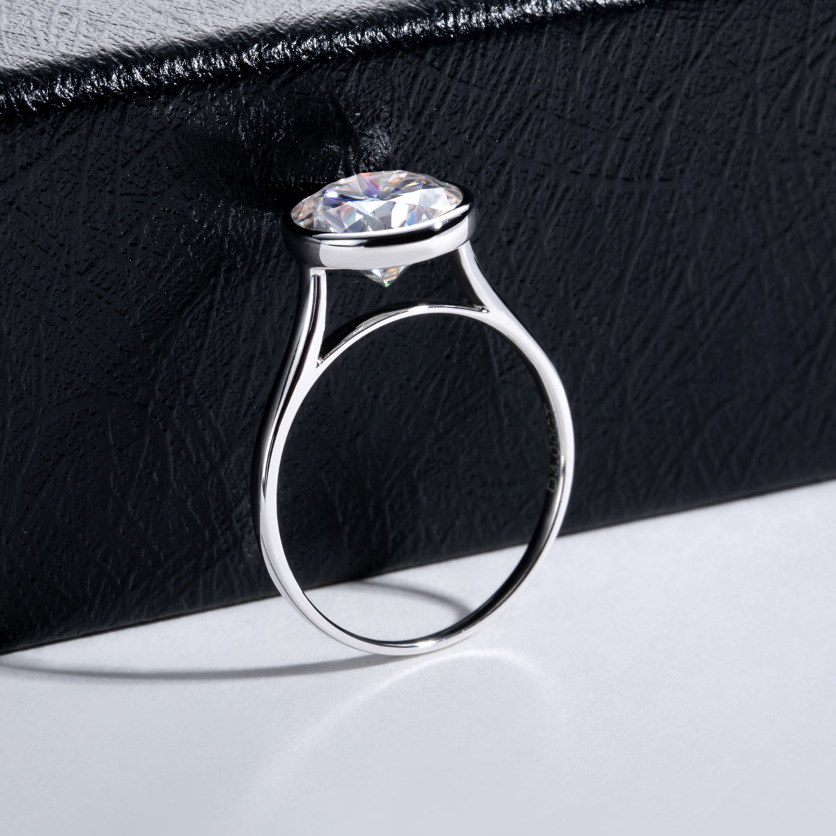 14K Gold Bezel‑Set Moissanite Ring