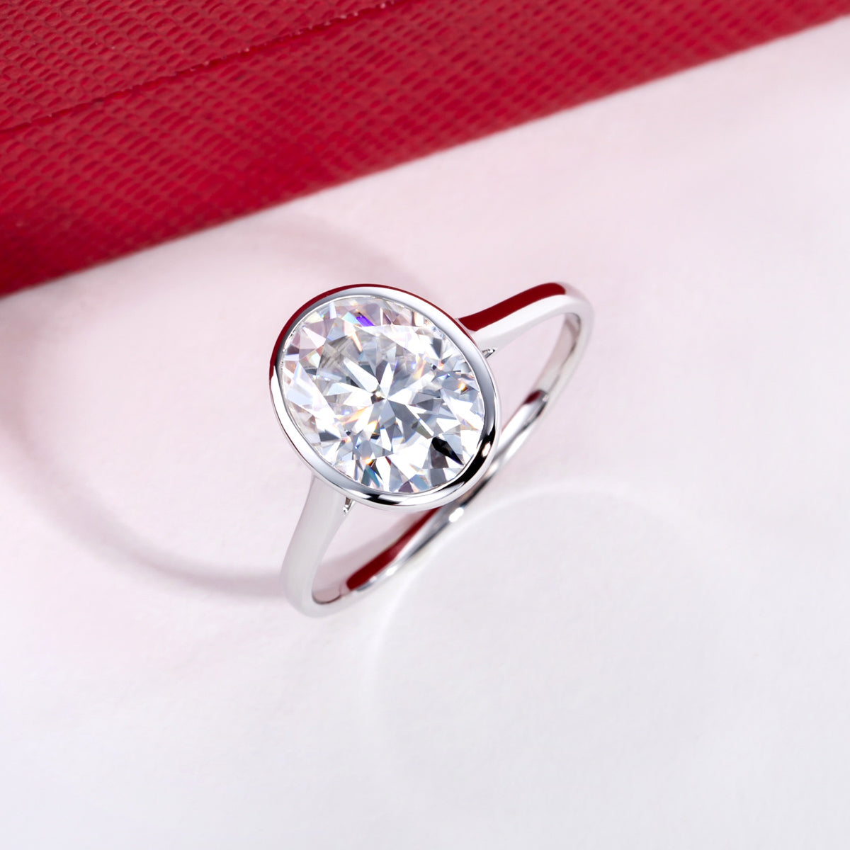 14K Gold Bezel‑Set Moissanite Ring