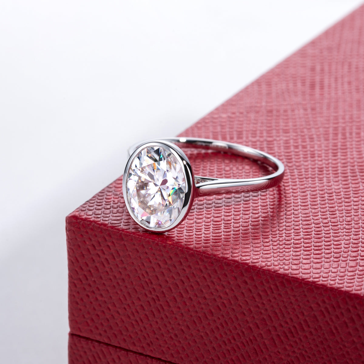 14K Gold Bezel‑Set Moissanite Ring