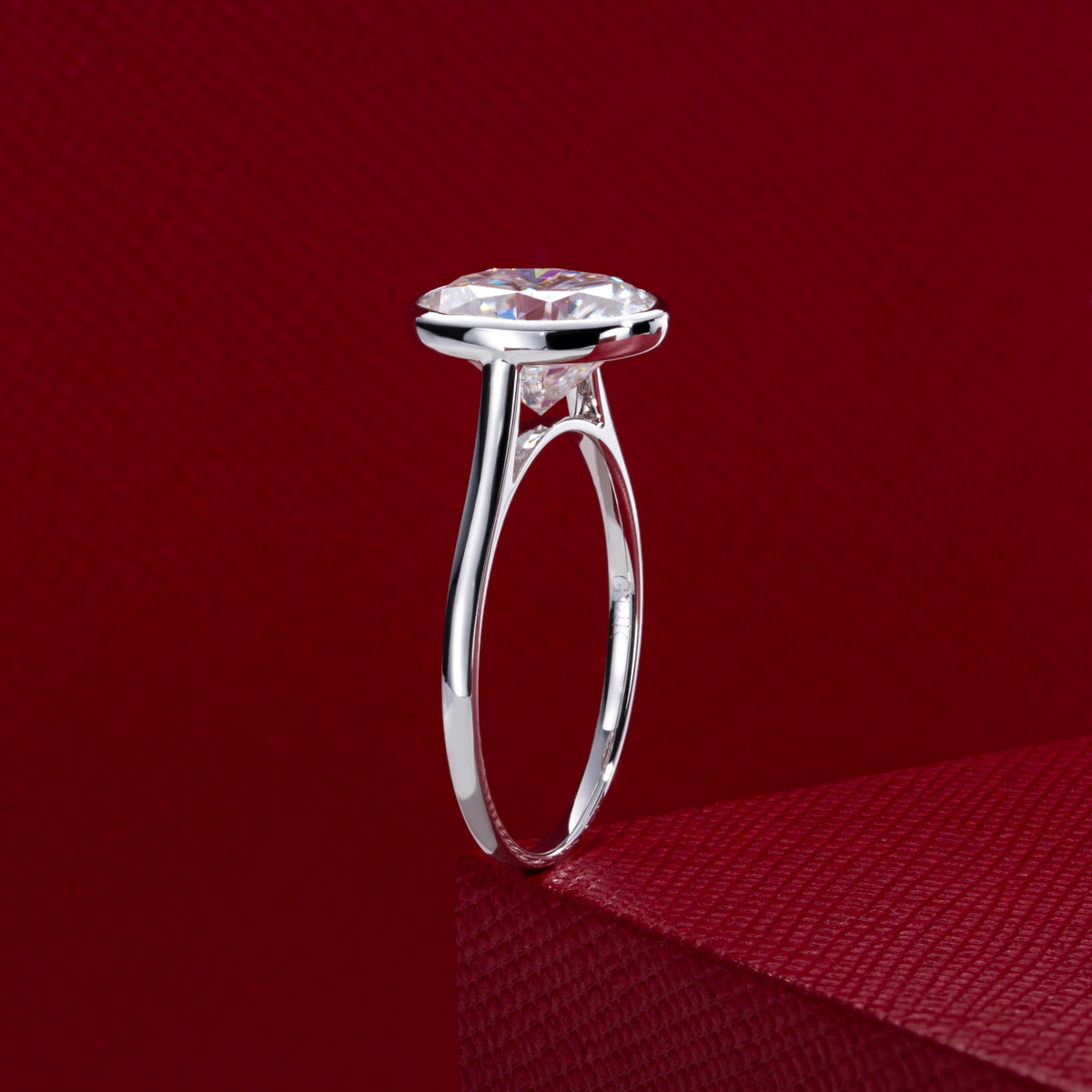 14K Gold Bezel‑Set Moissanite Ring