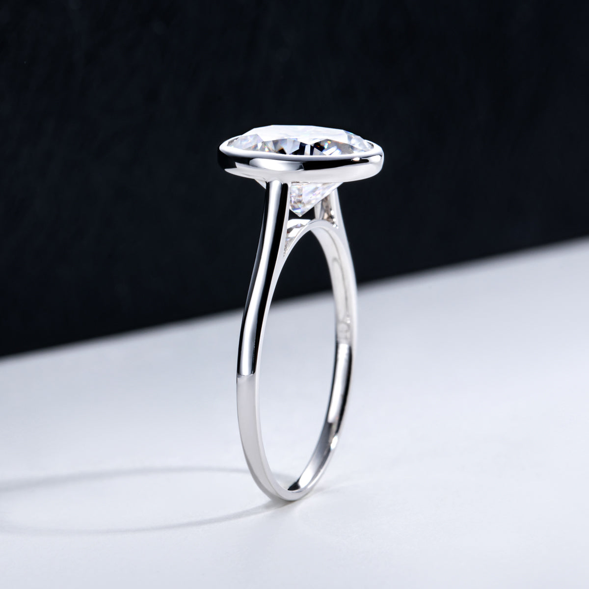 14K Gold Bezel‑Set Moissanite Ring