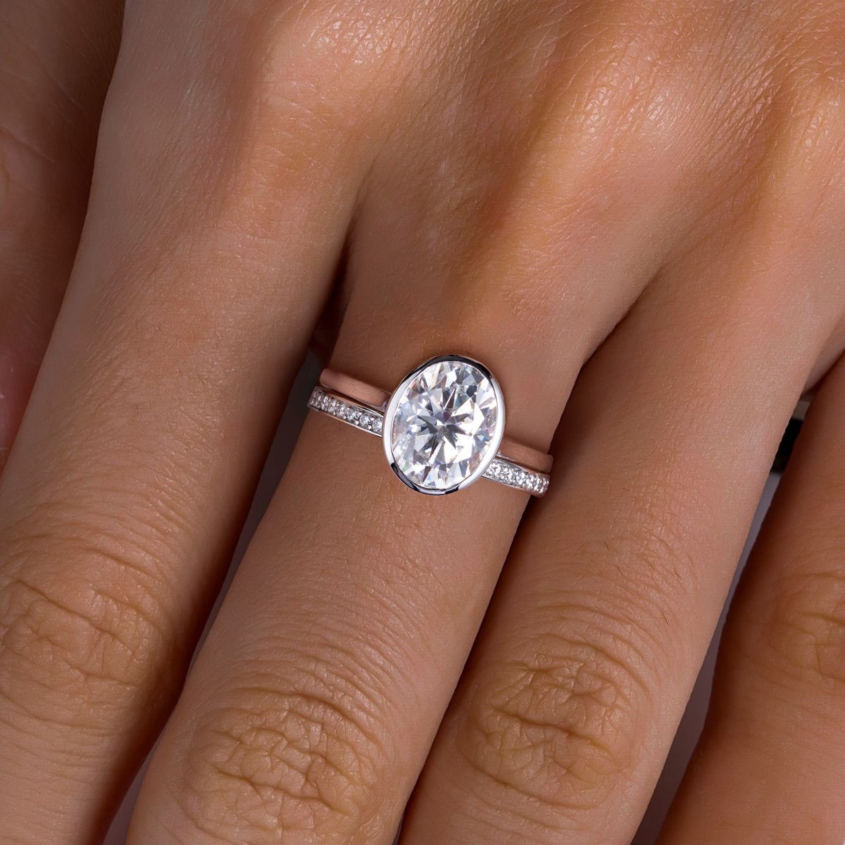 14K Gold Bezel‑Set Moissanite Ring