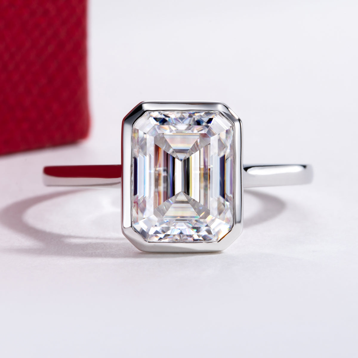 14K Gold Moissanite‑Emerald Ring