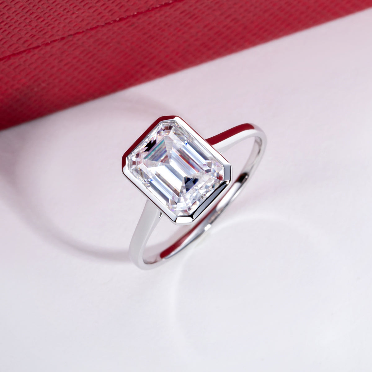 14K Gold Moissanite‑Emerald Ring