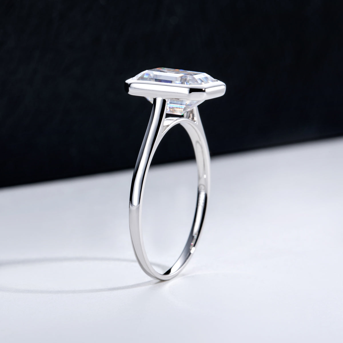 14K Gold Moissanite‑Emerald Ring