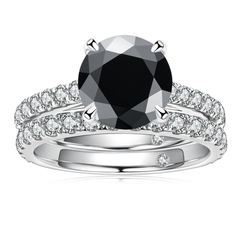 Black Moissanite Diamond Bridal Engagement Ring (1/2/3CT)