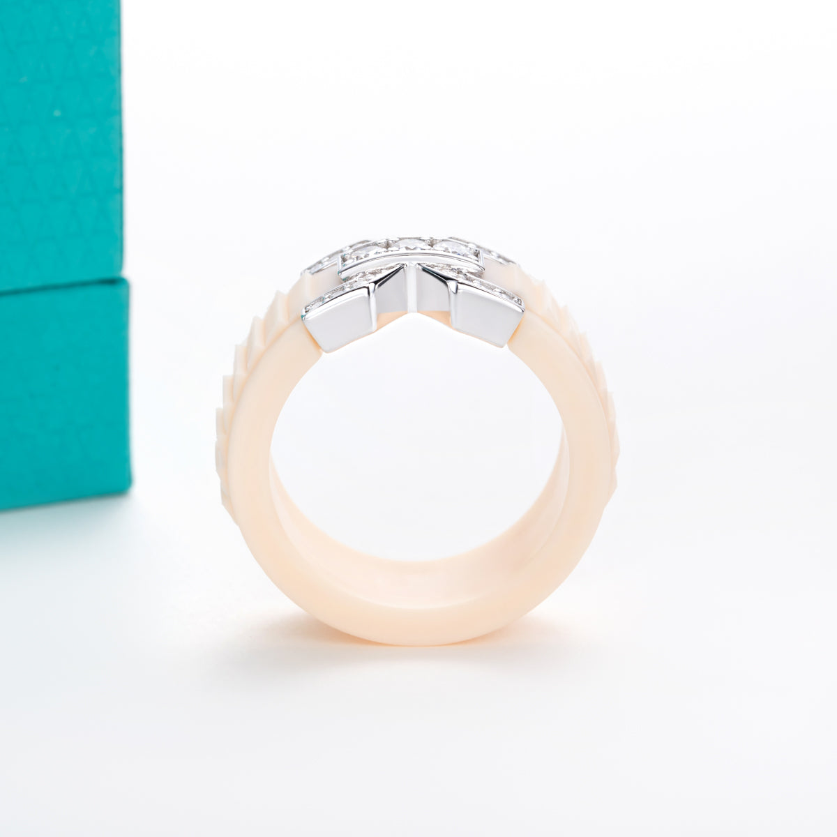S925 silver moissani round small cherry stone silicone ring