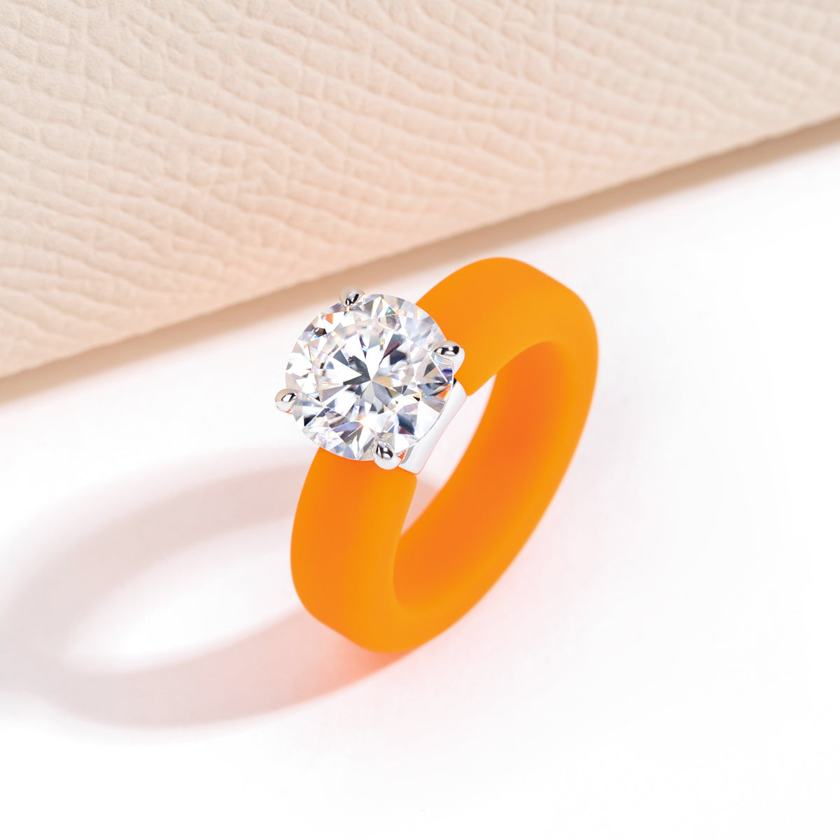 S925 Sterling Silver Moissanite Round Silicone Ring