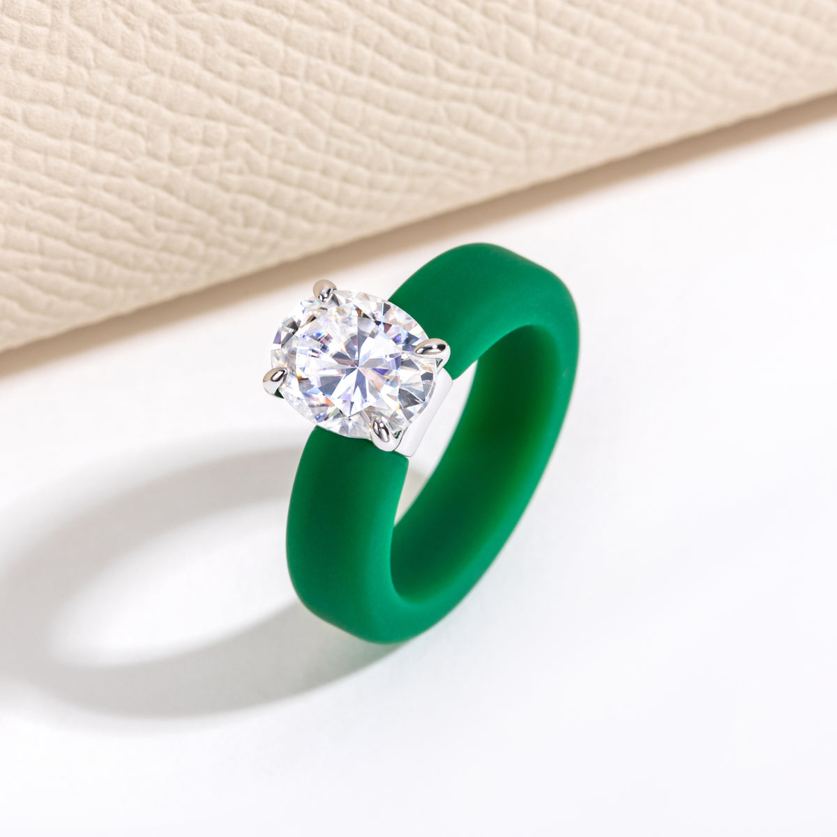 S925 Sterling Silver Moissanite Oval Silicone Ring