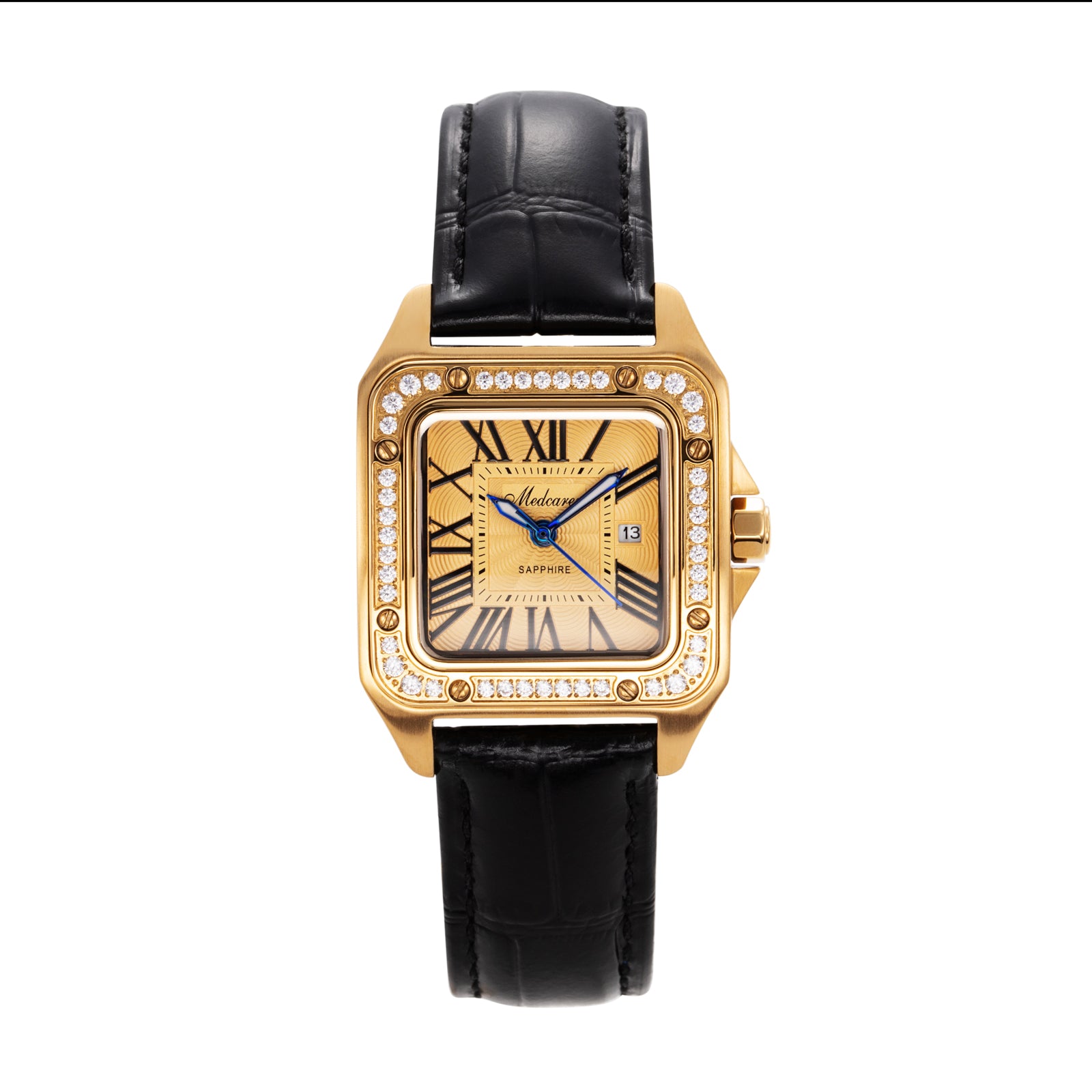 New Luxury Women' s Wristwatches 30.5mm 24K Gold Fashion Calendar Quartz Watch Premium Leather Strap Waterproof Gifts for Women