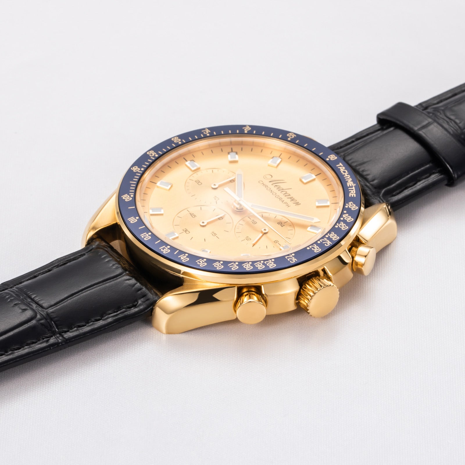Luxury Man Watch 43mm 24K Gold Fashion Calendar Waterproof Quartz Watch Premium Leather Strap Men Gifts Watches for Men