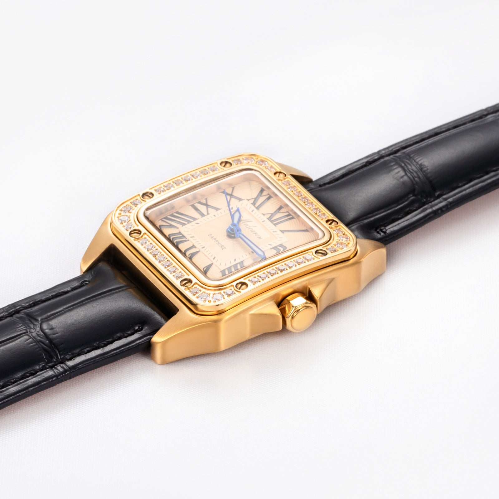 New Luxury Women' s Wristwatches 30.5mm 24K Gold Fashion Calendar Quartz Watch Premium Leather Strap Waterproof Gifts for Women