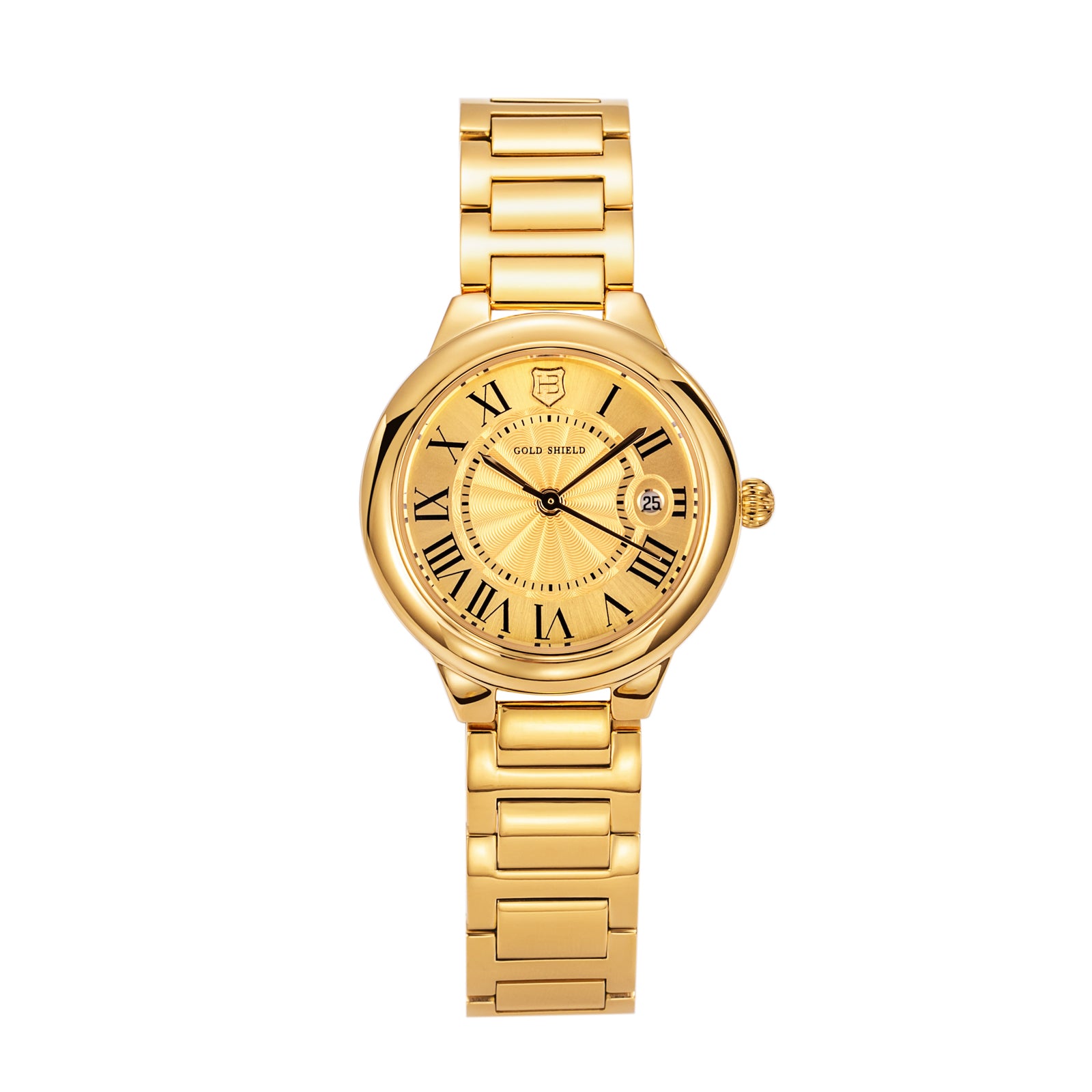 Fashion Luxury Women's Watches 30mm 24K Gold Quartz Watch Waterproof Stainless Steel Calendar Chronograph Women Wristwatch Gifts
