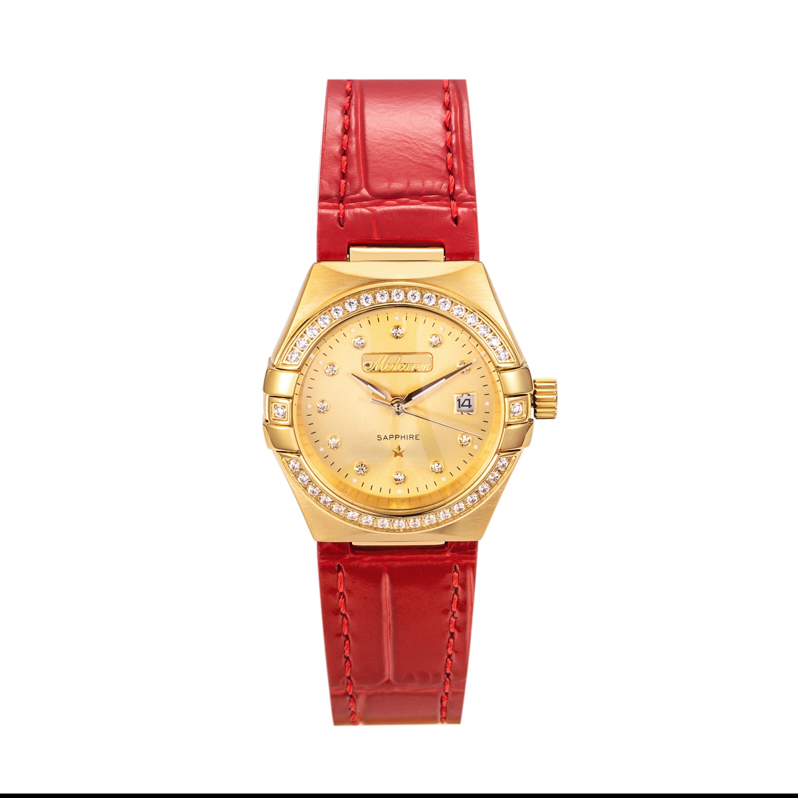New Luxury Women' s Wristwatches 28mm 24K Gold Fashion Calendar Quartz Watch Premium Leather Strap Waterproof Gifts for Women