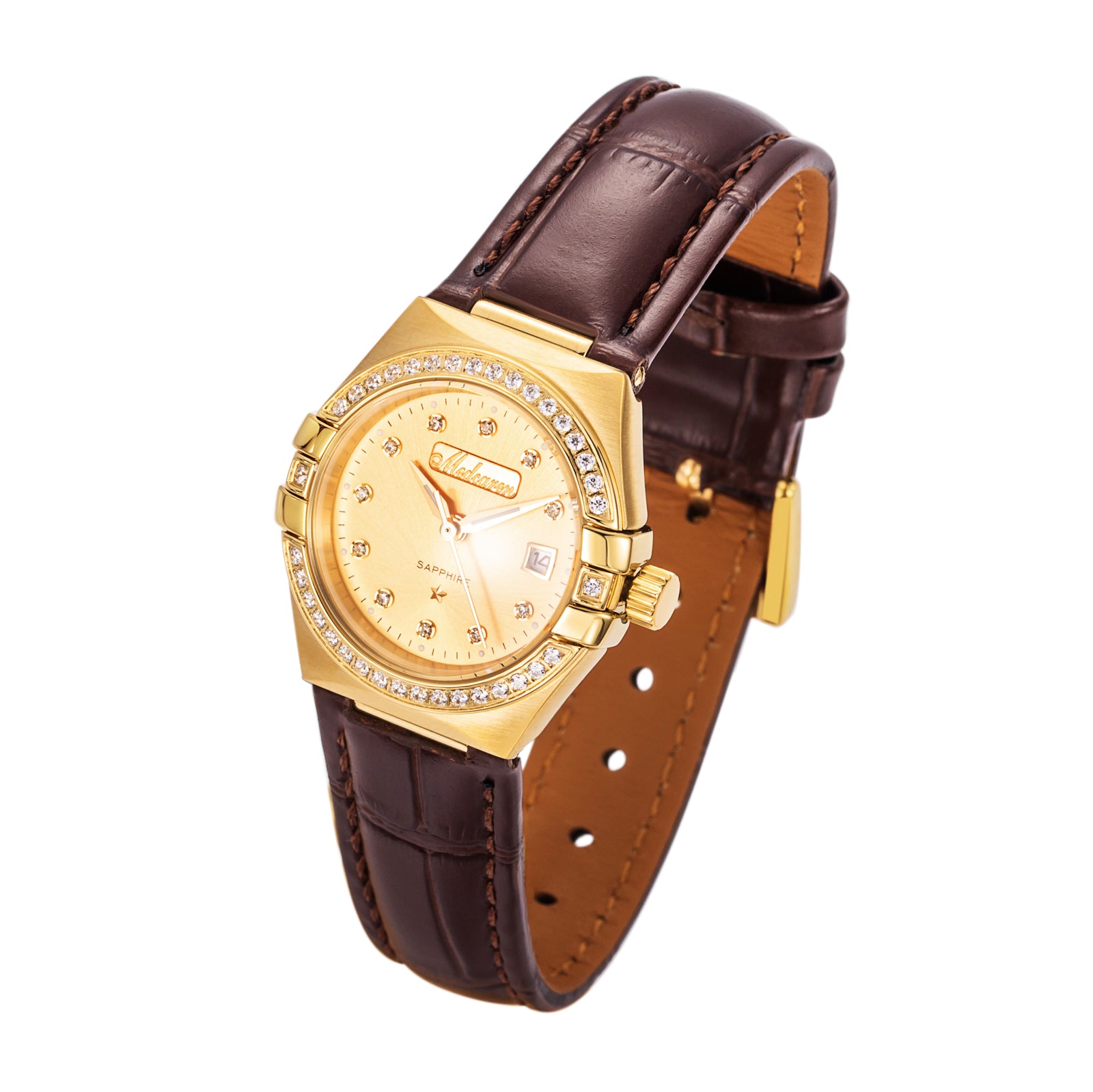 New Luxury Women' s Wristwatches 28mm 24K Gold Fashion Calendar Quartz Watch Premium Leather Strap Waterproof Gifts for Women
