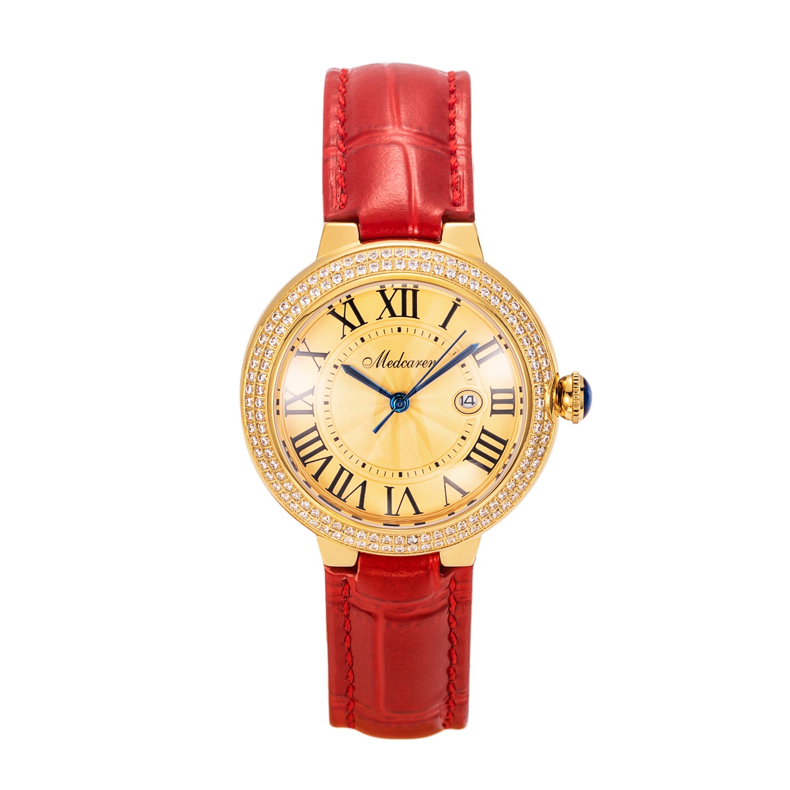 New Luxury Women's Quartz Watch 33mm 24K Gold Fashion Ladies Calendar Watch High-Grade Leather Strap Waterproof