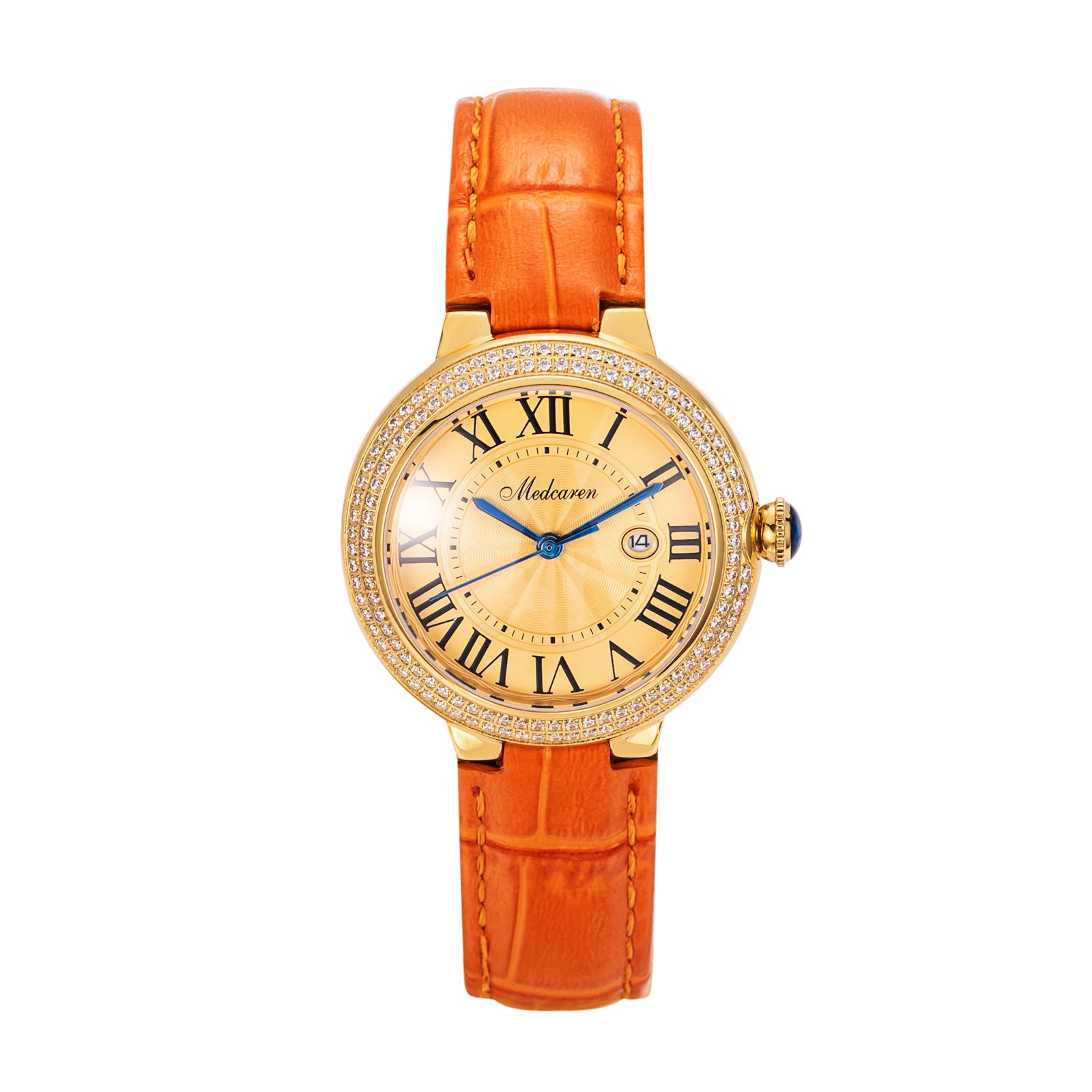 New Luxury Women's Quartz Watch 33mm 24K Gold Fashion Ladies Calendar Watch High-Grade Leather Strap Waterproof