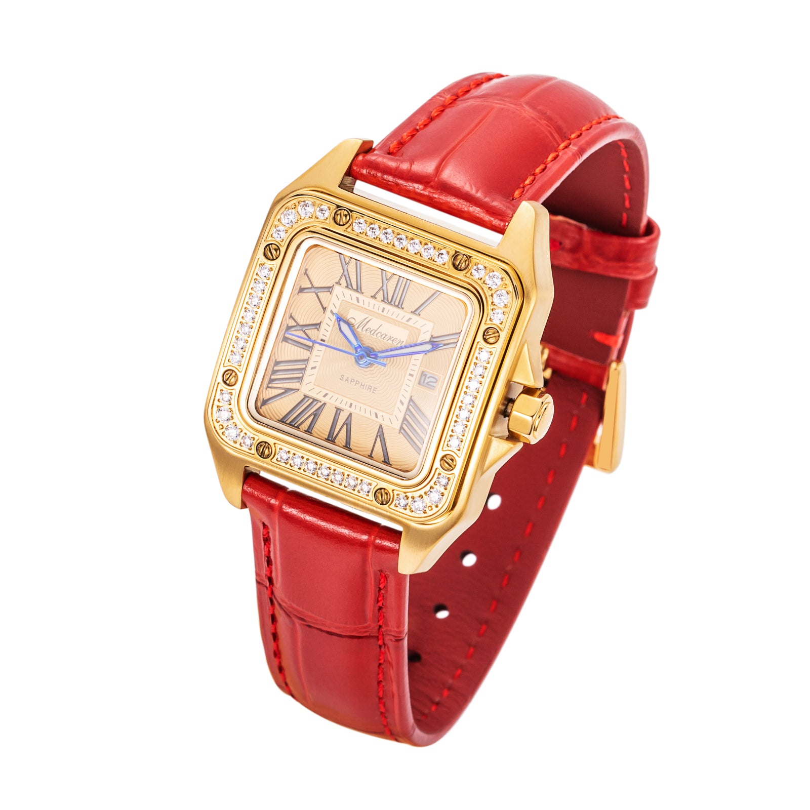 New Luxury Women' s Wristwatches 30.5mm 24K Gold Fashion Calendar Quartz Watch Premium Leather Strap Waterproof Gifts for Women