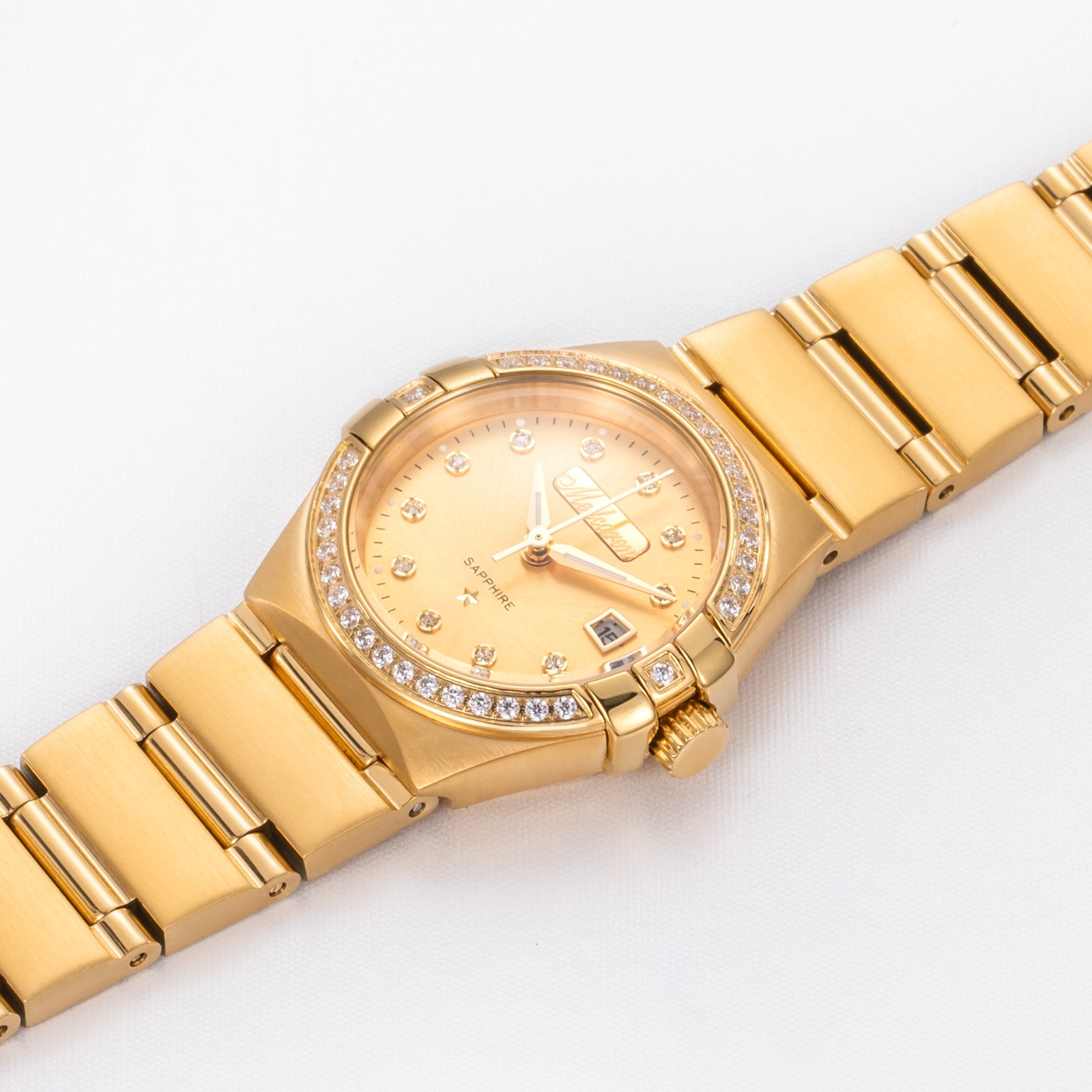 Stylish 28mm Women's Wristwatches 24K Gold Quartz Watch Stainless Steel Strap Waterproof Chronograph Calendar Watch for Women
