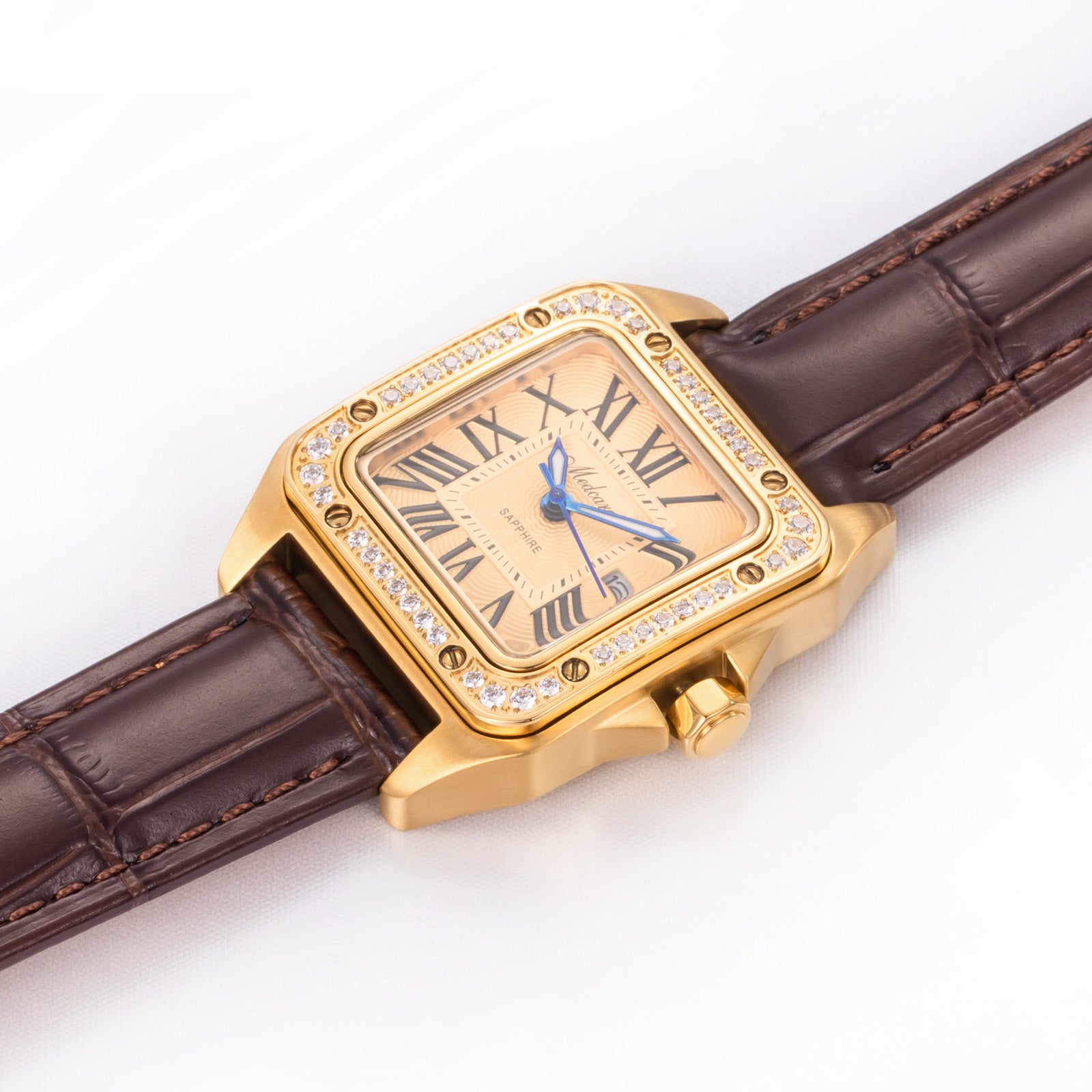 New Luxury Women' s Wristwatches 30.5mm 24K Gold Fashion Calendar Quartz Watch Premium Leather Strap Waterproof Gifts for Women