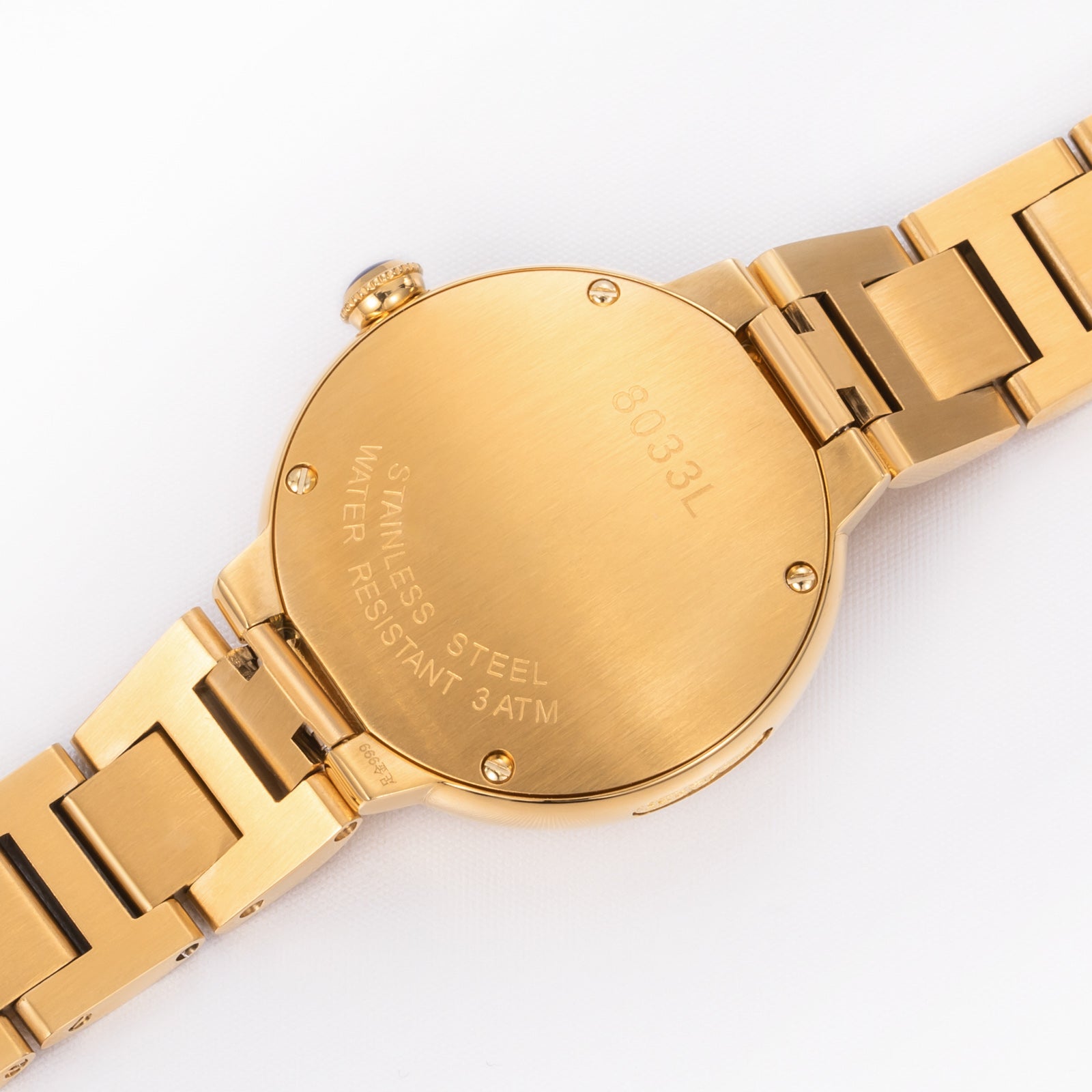 Stylish 30.5mm Women's Quartz Wristwatch 24K Gold Chronograph Dual Calendar Watch Stainless Steel Strap Ladies Watch Waterproof