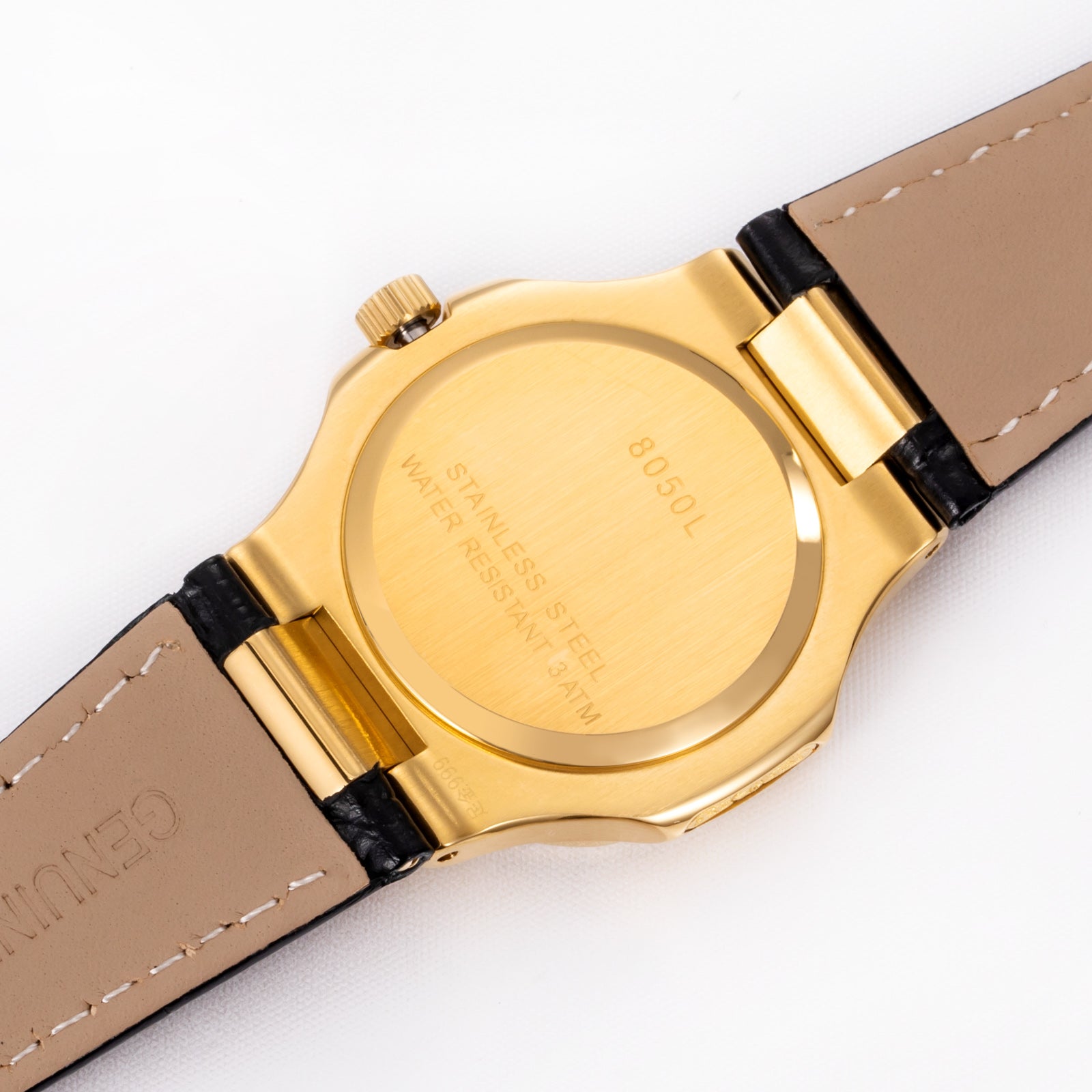 New Luxury Women' s Quartz Wristwatches 30.5mm 24K Gold Plated Fashion Ladies Calendar Watch Premium Leather Strap Waterproof