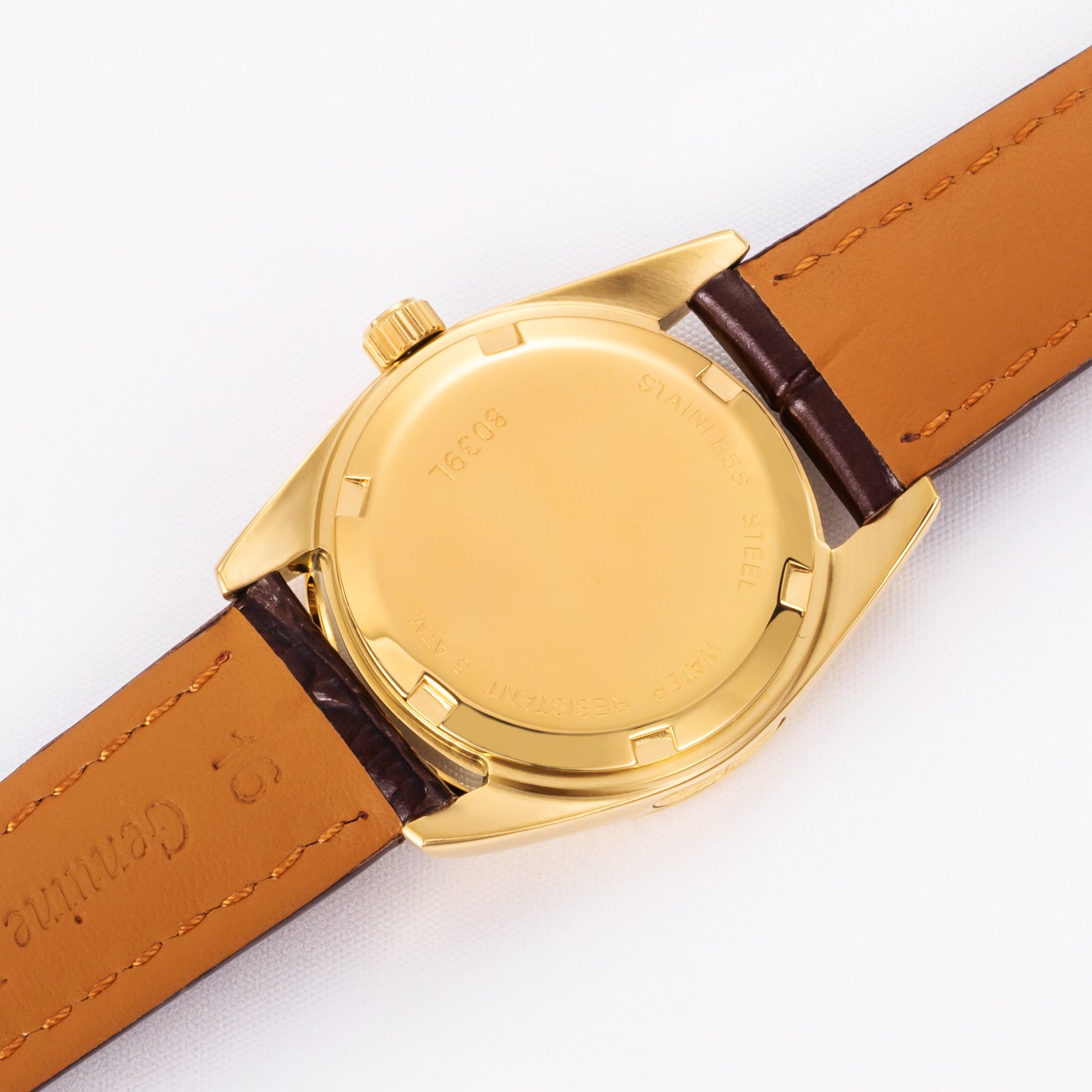 New Luxury Women' s Quartz Wristwatches 30.5mm 24K Gold Fashion Ladies Calendar Watch Premium Leather Strap Waterproof