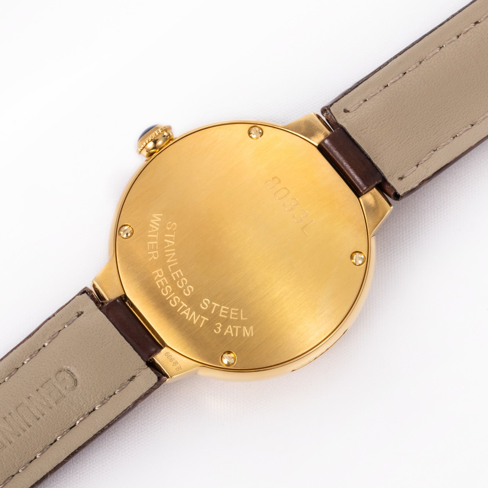 New Luxury Women's Quartz Watch 33mm 24K Gold Fashion Ladies Calendar Watch High-Grade Leather Strap Waterproof