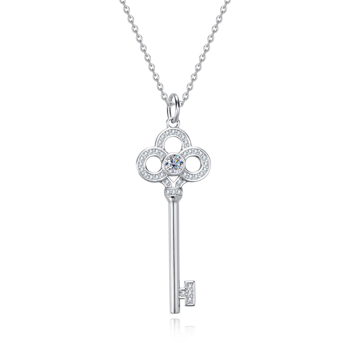 S925 Sterling Silver Full Paved Moissanite Key Pendant