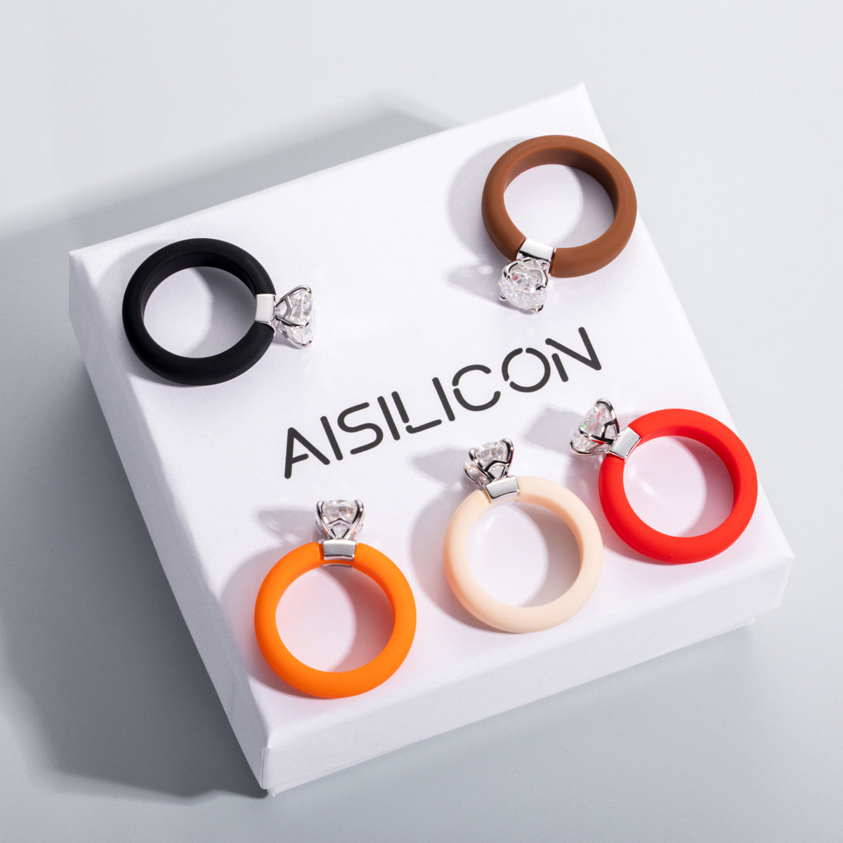 AISILICON Silicone Moissanite 925 Silver Ring