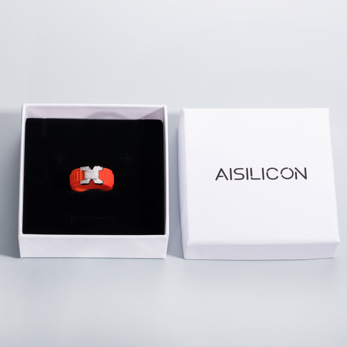 AISILICON Silicone Moissanite 925 Silver Ring