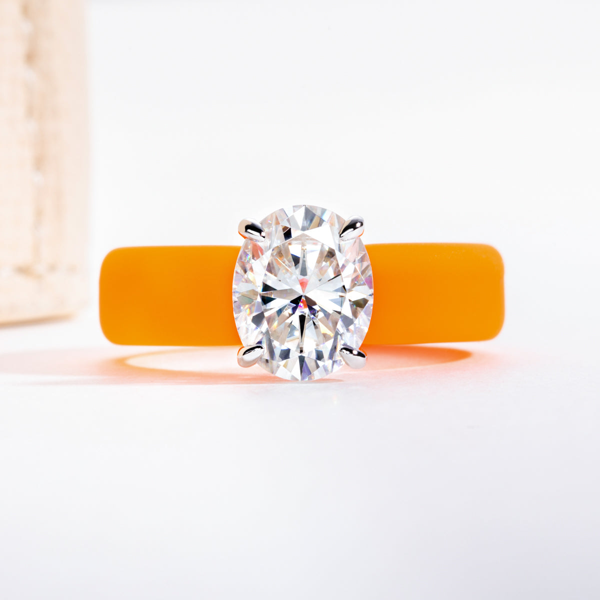 S925 Sterling Silver Moissanite Oval Silicone Ring