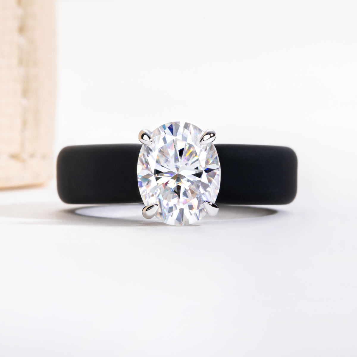 S925 Sterling Silver Moissanite Oval Silicone Ring