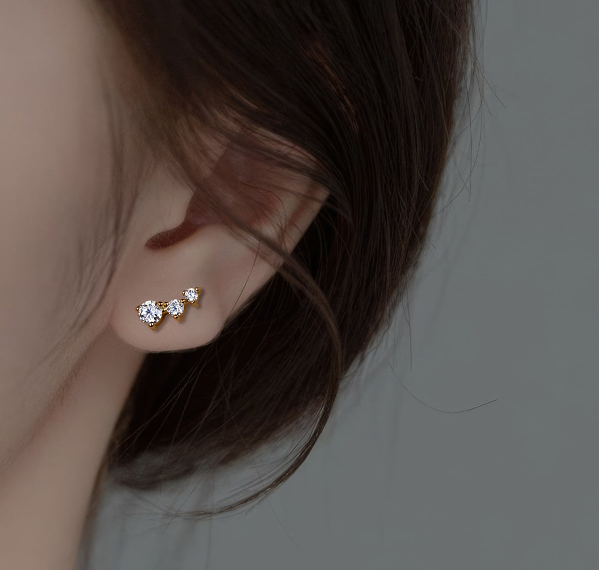3.5mm Three Stone Moissanite Earrings S925 Silver Studs