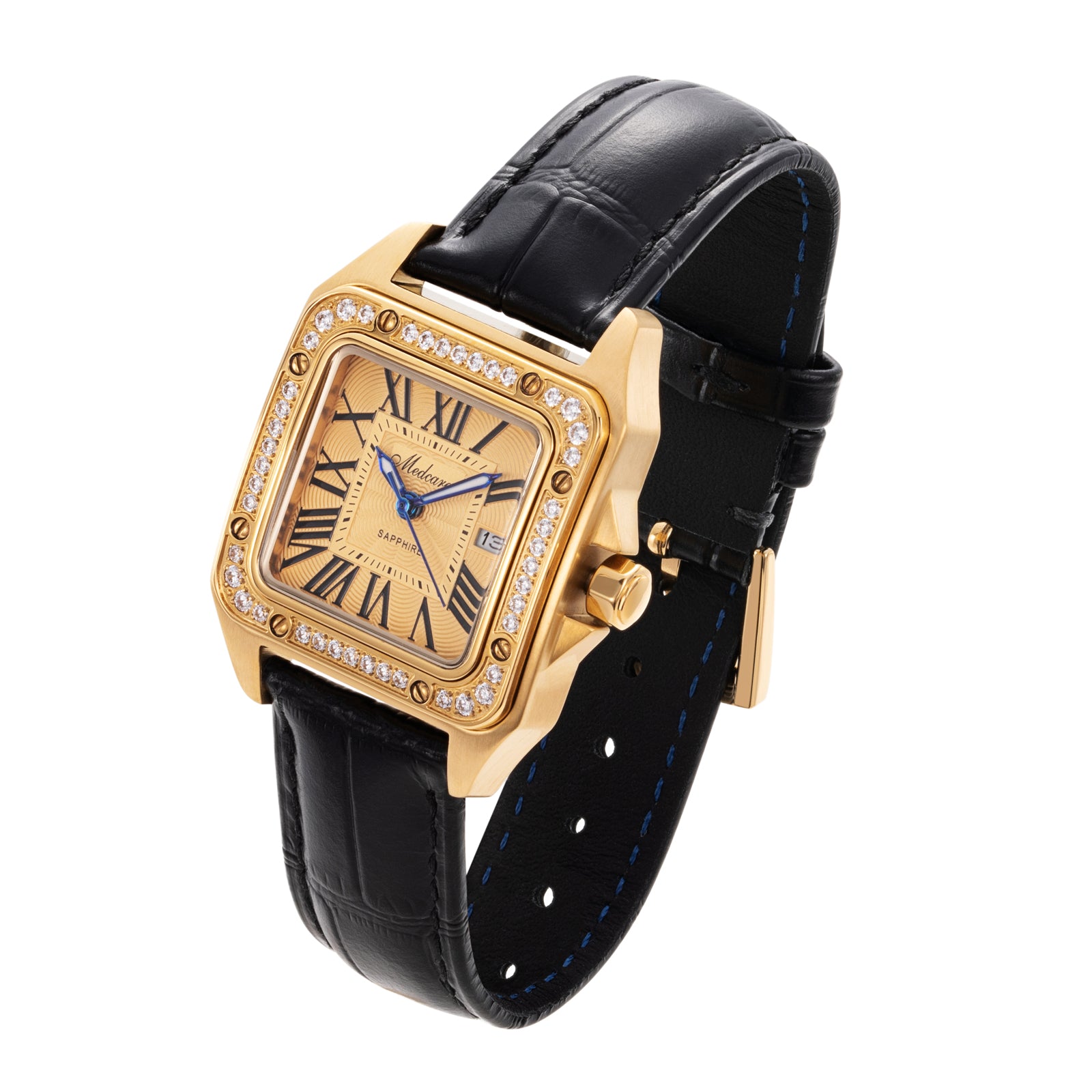 New Luxury Women' s Wristwatches 30.5mm 24K Gold Fashion Calendar Quartz Watch Premium Leather Strap Waterproof Gifts for Women