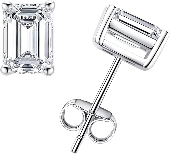 Emerald Moissanite Diamond Stud Earrings (1/2/4 cttw)