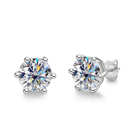 6 Prong Moissanite Diamond Stud Earrings (2 ct. tw)