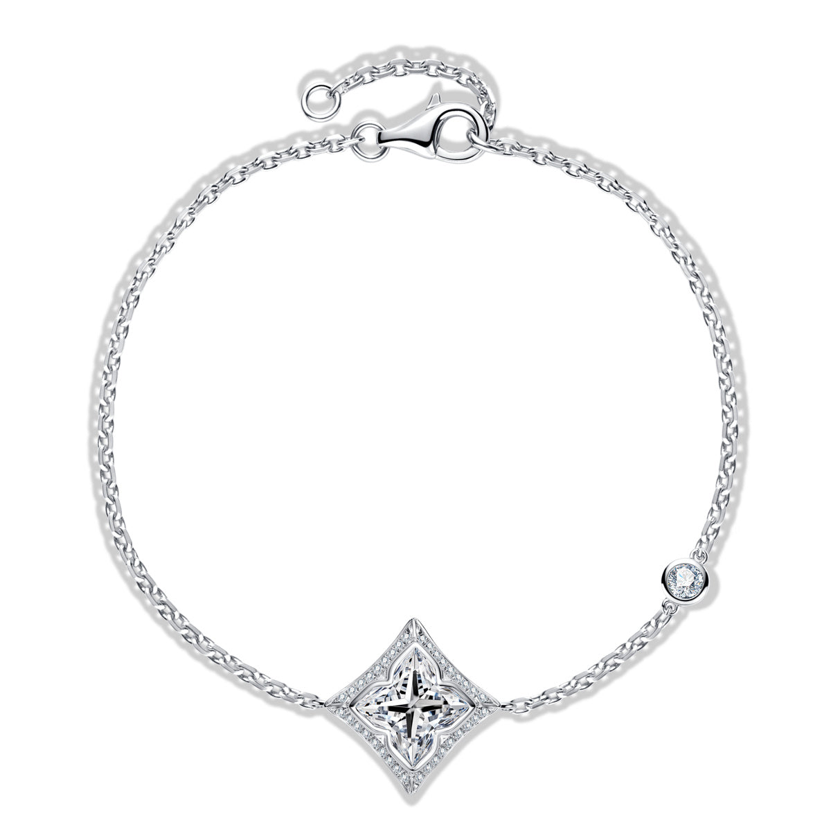 S925‑Silver 2.0 CT Princess‑Cut Moissanite Lily‑Grass Bracelet