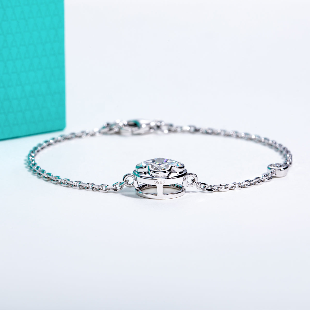 S925‑Silver 2.0‑CT Moissanite Four‑Leaf‑Clover Cut Bracelet