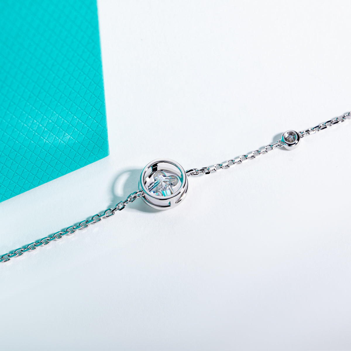 S925‑Silver 2.0‑CT Moissanite Four‑Leaf‑Clover Cut Bracelet