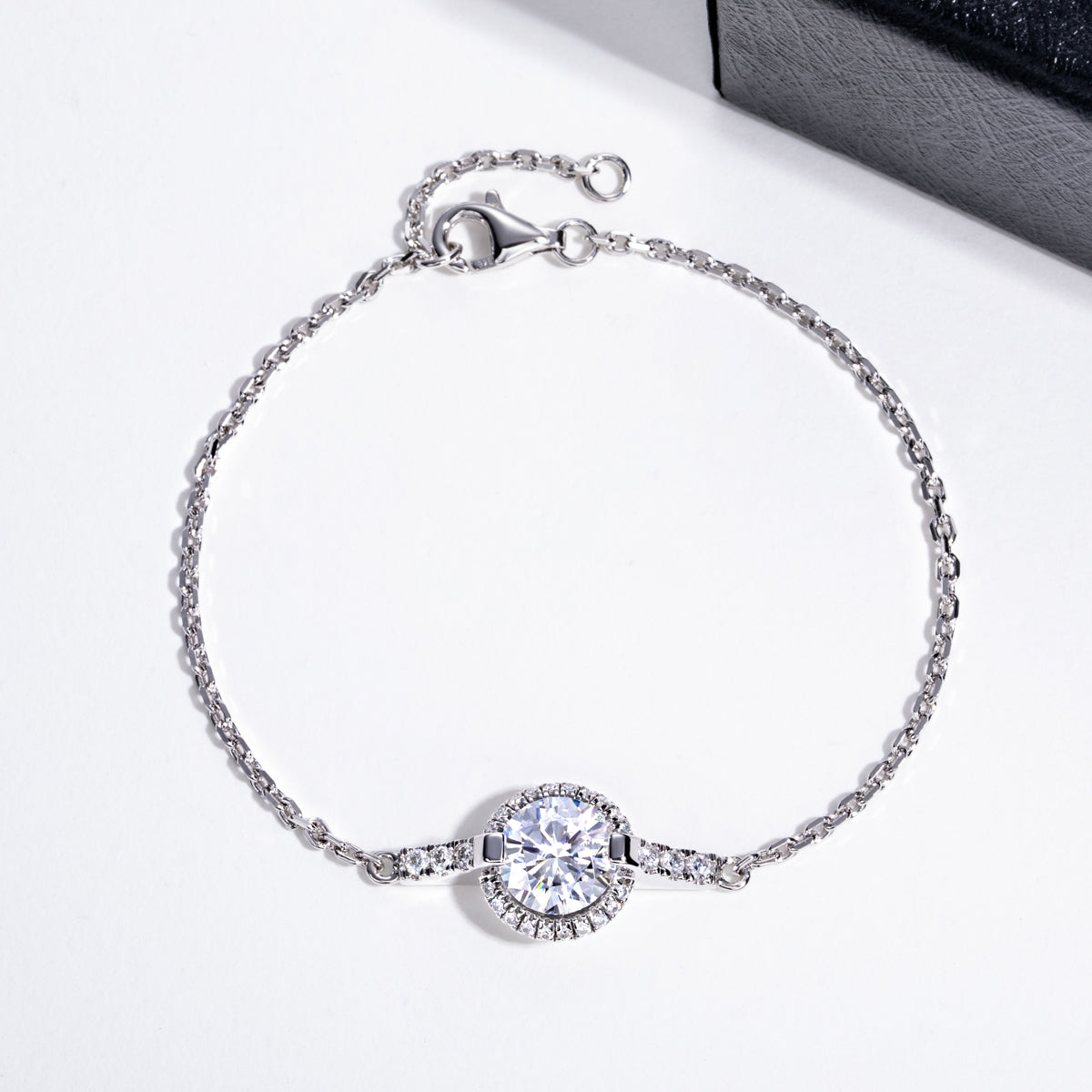 S925‑Silver Round‑Cut Moissanite Bracelet, 2.0ct