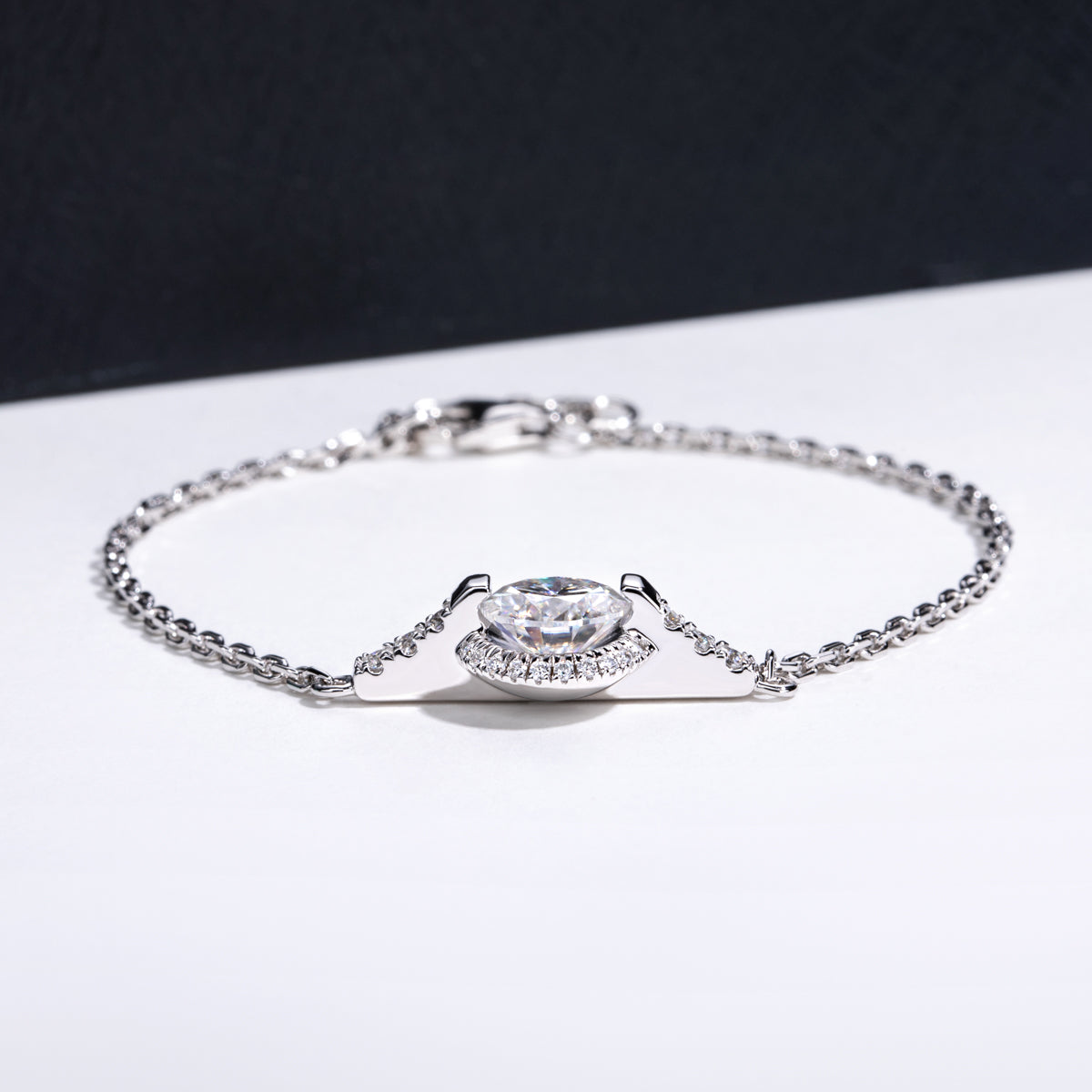 S925‑Silver Round‑Cut Moissanite Bracelet, 2.0ct
