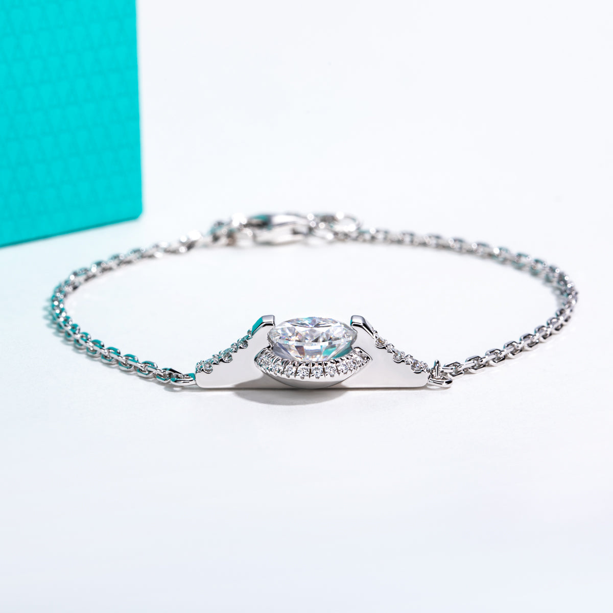 S925‑Silver Round‑Cut Moissanite Bracelet, 2.0ct